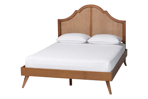 Baxton Studio Alecia Mid-Century Ash Walnut Wood Queen Size Platform Bed