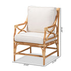 bali & pari Brandon Modern Bohemian White Fabric Upholstered and Natural Brown Rattan Armchair