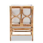 bali & pari Brandon Modern Bohemian White Fabric Upholstered and Natural Brown Rattan Armchair