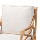 bali & pari Brandon Modern Bohemian White Fabric Upholstered and Natural Brown Rattan Armchair