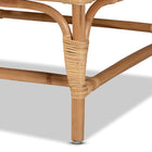 bali & pari Brandon Modern Bohemian White Fabric Upholstered and Natural Brown Rattan Armchair