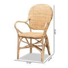 bali & pari Genna Modern Bohemian Natural Brown Finished Rattan Dining Chair