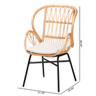 bali & pari Caelia Modern Bohemian Natural Brown Rattan and Black Metal Chair