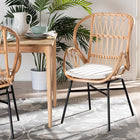 bali & pari Caelia Modern Bohemian Natural Brown Rattan and Black Metal Chair