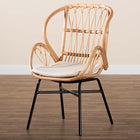 bali & pari Caelia Modern Bohemian Natural Brown Rattan and Black Metal Chair