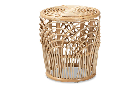 bali & pari Edena Modern Bohemian Natural Brown Finished Rattan End Table