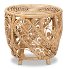 bali & pari Saranna Modern Bohemian Natural Brown Finished Rattan End Table
