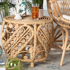bali & pari Saranna Modern Bohemian Natural Brown Finished Rattan End Table