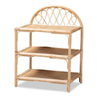 bali & pari Redell Modern Bohemian Natural Brown Rattan 3-Tier Display Shelf