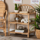 bali & pari Redell Modern Bohemian Natural Brown Rattan 3-Tier Display Shelf