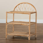 bali & pari Redell Modern Bohemian Natural Brown Rattan 3-Tier Display Shelf