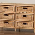 bali & pari Dariana Modern Bohemian Natural Brown Rattan 6-Drawer Storage Cabinet