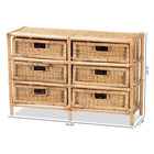 bali & pari Dariana Modern Bohemian Natural Brown Rattan 6-Drawer Storage Cabinet