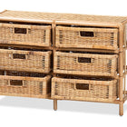 bali & pari Dariana Modern Bohemian Natural Brown Rattan 6-Drawer Storage Cabinet