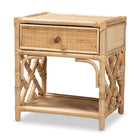 bali & pari Camara Modern Bohemian Natural Brown Rattan 1-Drawer Nightstand