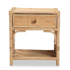 bali & pari Camara Modern Bohemian Natural Brown Rattan 1-Drawer Nightstand