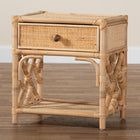 bali & pari Camara Modern Bohemian Natural Brown Rattan 1-Drawer Nightstand