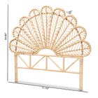 bali & pari Variel Modern Bohemian Natural Brown Rattan Queen Size Standalone Headboard