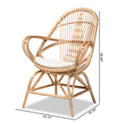 bali & pari Jayden Modern Bohemian White Fabric Upholstered and Natural Brown Finished Rattan Accent Chair