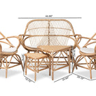Baxton Studio Jayden Modern Bohemian White Fabric Upholstered and Natural Brown Finished Rattan 5-Piece Living Room Set
