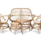 Baxton Studio Jayden Modern Bohemian White Fabric Upholstered and Natural Brown Finished Rattan 5-Piece Living Room Set