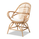 Baxton Studio Jayden Modern Bohemian White Fabric Upholstered and Natural Brown Finished Rattan 5-Piece Living Room Set