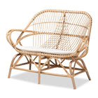 Baxton Studio Jayden Modern Bohemian White Fabric Upholstered and Natural Brown Finished Rattan 5-Piece Living Room Set