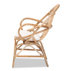 bali & pari Jayden Modern Bohemian White Fabric Upholstered and Natural Brown Finished Rattan Accent Chair