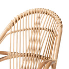 bali & pari Jayden Modern Bohemian White Fabric Upholstered and Natural Brown Finished Rattan Accent Chair