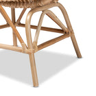bali & pari Jayden Modern Bohemian White Fabric Upholstered and Natural Brown Finished Rattan Accent Chair