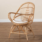 bali & pari Jayden Modern Bohemian White Fabric Upholstered and Natural Brown Finished Rattan Accent Chair