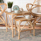 bali & pari Jayden Modern Bohemian Natural Brown Finished Rattan 2-Piece End Table Set
