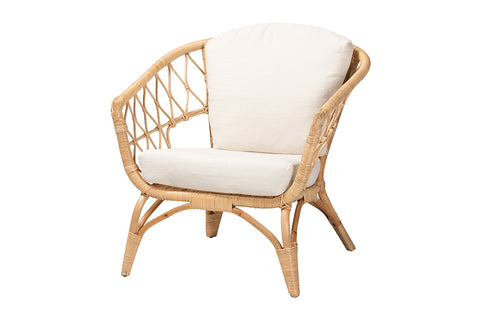 bali & pari Feya Modern Bohemian Natural Brown Antique Rattan Armchair