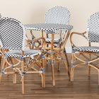 Baxton Studio Naila Classic French Black and White Plastic and Natural Brown Rattan 5-Piece Indoor and Outdoor Bistro Set