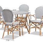 Baxton Studio Naila Classic French Black and White Plastic and Natural Brown Rattan 5-Piece Indoor and Outdoor Bistro Set