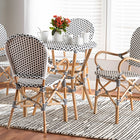 Baxton Studio Naila Classic French Black and White Plastic and Natural Brown Rattan 5-Piece Indoor and Outdoor Bistro Set