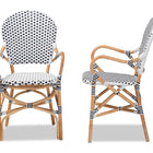bali & pari Naila Classic French Black and White Weaving and Natural Brown Rattan 2-Piece Indoor and Outdoor Bistro Chair Set