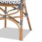bali & pari Naila Classic French Black and White Weaving and Natural Brown Rattan 2-Piece Indoor and Outdoor Bistro Chair Set