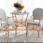 bali & pari Naila Classic French Black and White Weaving and Natural Brown Rattan 2-Piece Indoor and Outdoor Bistro Chair Set