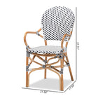 bali & pari Naila Classic French Black and White Weaving and Natural Brown Rattan 2-Piece Indoor and Outdoor Bistro Chair Set
