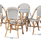 Baxton Studio Genica Classic French Black and White Weaving and Natural Brown Rattan 5-Piece Indoor and Outdoor Bistro Set