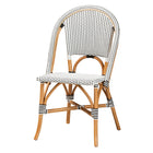 Baxton Studio Genica Classic French Black and White Weaving and Natural Brown Rattan 5-Piece Indoor and Outdoor Bistro Set