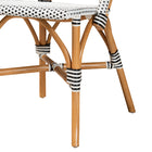 Baxton Studio Genica Classic French Black and White Weaving and Natural Brown Rattan 5-Piece Indoor and Outdoor Bistro Set