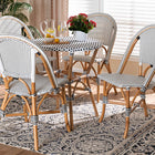 Baxton Studio Genica Classic French Black and White Weaving and Natural Brown Rattan 5-Piece Indoor and Outdoor Bistro Set
