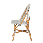 bali & pari Genica Classic French Black and White Weaving and Natural Brown Rattan Indoor and Outdoor Bistro Chair