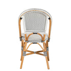 bali & pari Genica Classic French Black and White Weaving and Natural Brown Rattan Indoor and Outdoor Bistro Chair