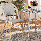 bali & pari Genica Classic French Black and White Weaving and Natural Brown Rattan Indoor and Outdoor Bistro Chair
