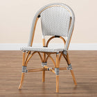 bali & pari Genica Classic French Black and White Weaving and Natural Brown Rattan Indoor and Outdoor Bistro Chair