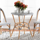 bali & pari Tavor Classic French Black and White Weaving and Natural Brown Rattan Indoor and Outdoor Bistro Table