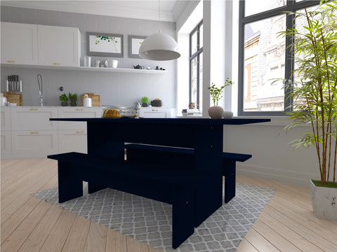 Manhattan Comfort Nomad Modern 3-Piece Dining Set in Midnight Blue